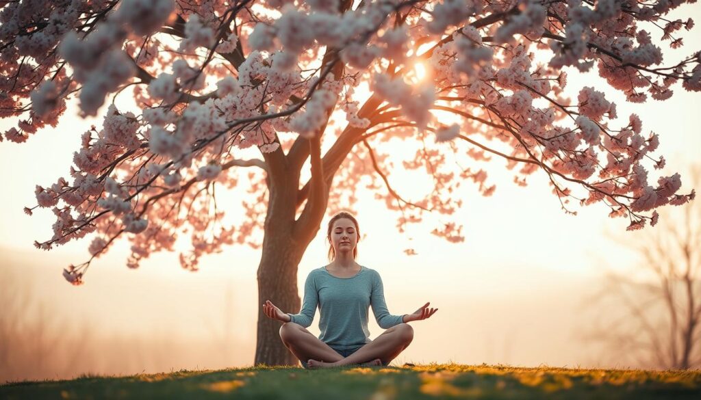 Mindfulness under the cherry blossom tree Mindfulness under the cherry blossom tree