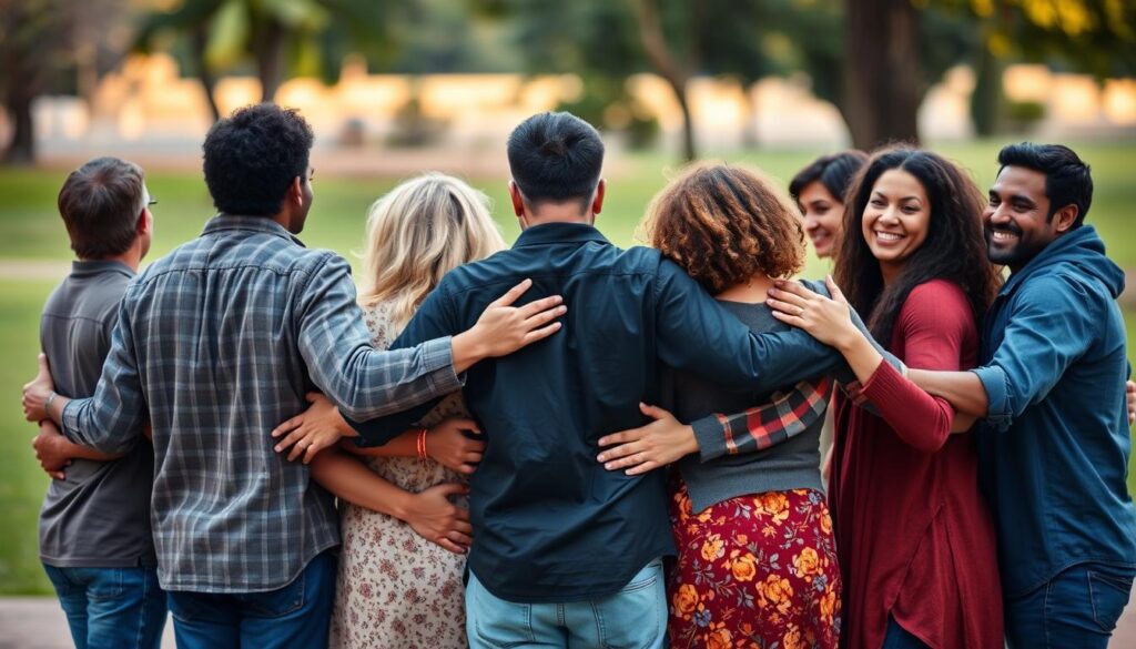 people supporting each other