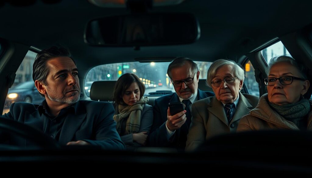 strangers sharing a taxi ride strangers sharing a taxi ride
